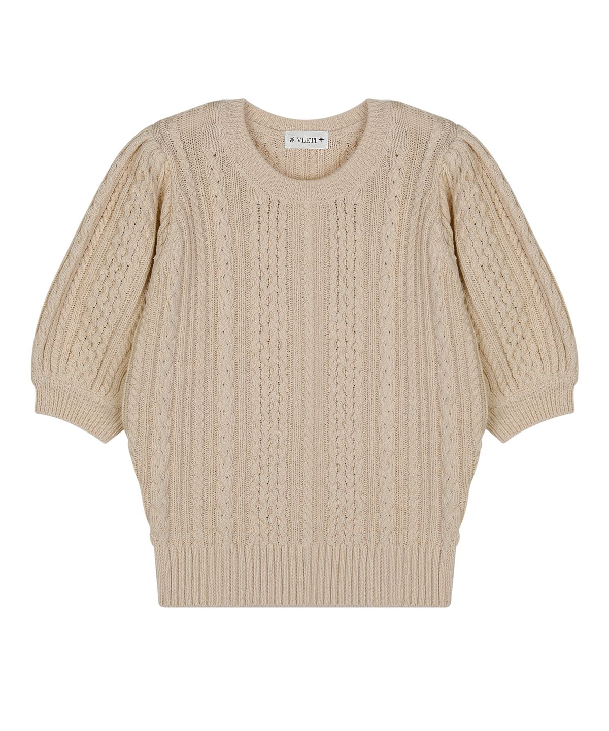 블레티(VLETI) [Cotton 100%] Round Shirring Cable Half Knit (Cream_beige)