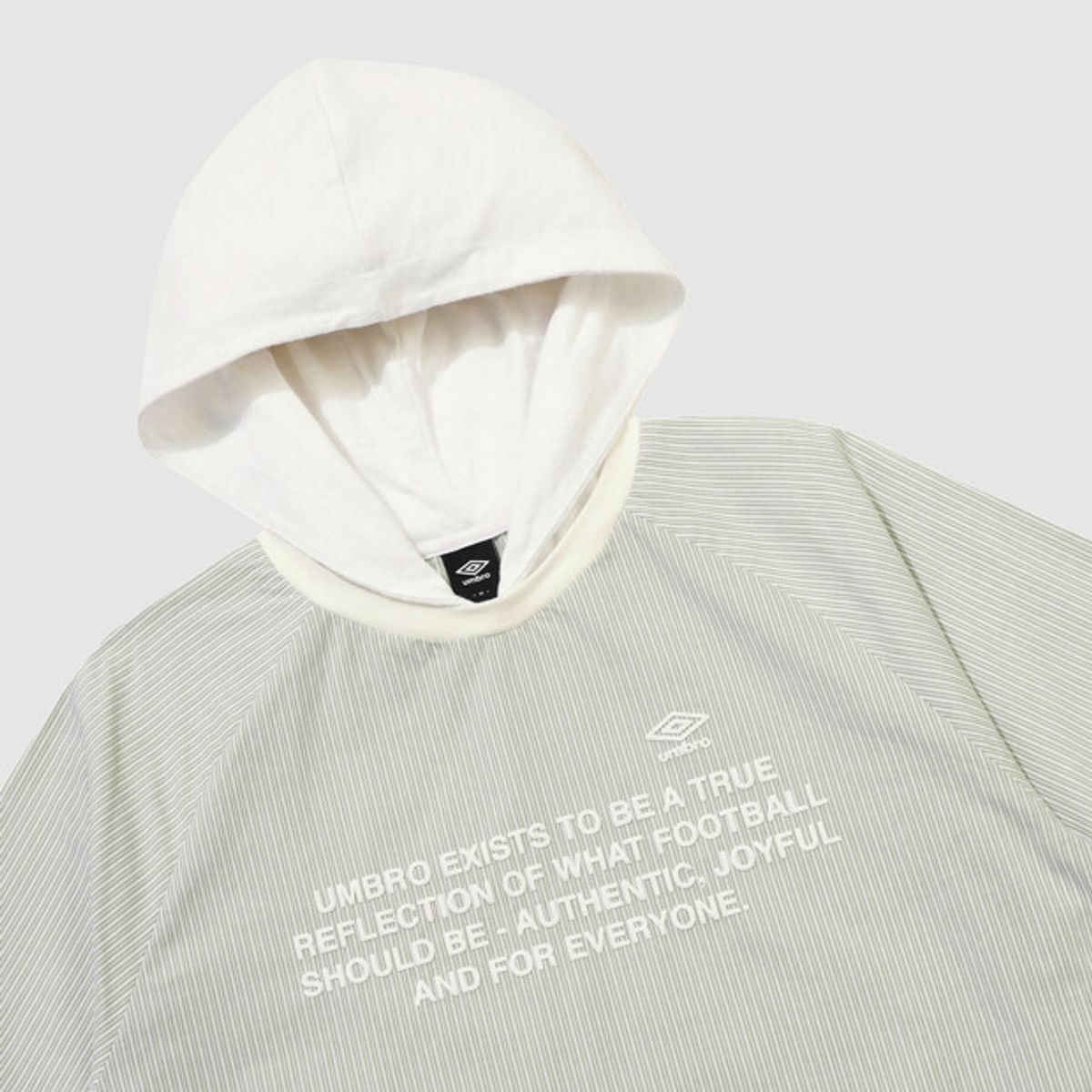 엄브로(UMBRO) 스트라이프 하이브리드 후드 풀오버 그린 UR321CWT81
