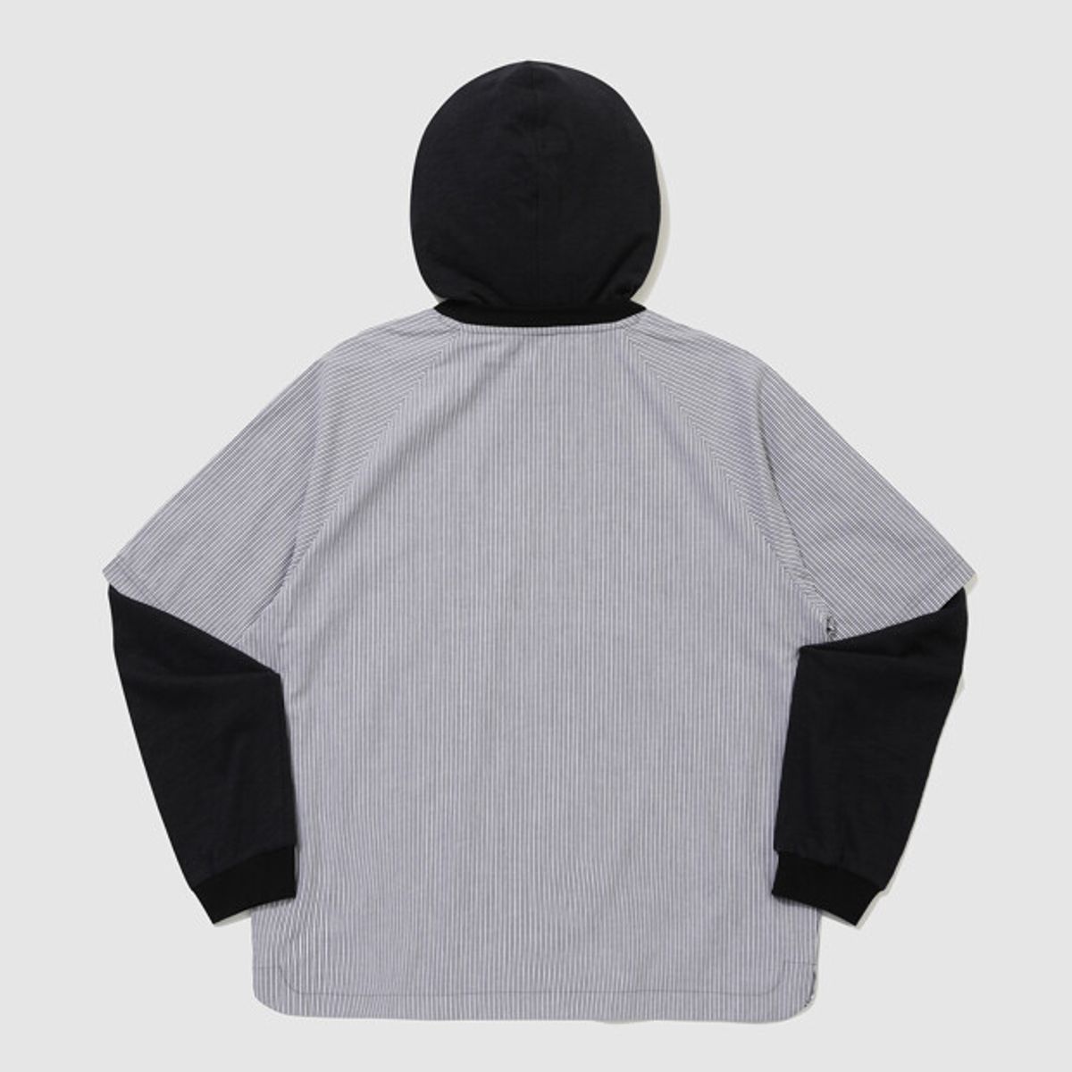 엄브로(UMBRO) 스트라이프 하이브리드 후드 풀오버 블랙 UR321CWT81