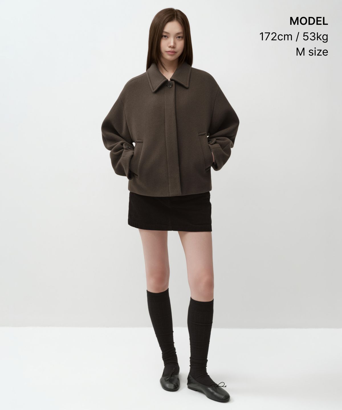 무신사 스탠다드 우먼(MUSINSA STANDARD WOMAN) 우먼즈 캐시미어 블렌드 쇼트 맥 코트 [브라운]