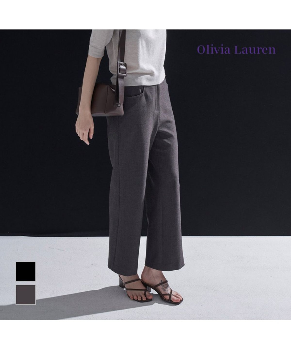 올리비아로렌(OLIVIALAUREN) 후다 배색 와이드 팬츠_VOPDL5F8121