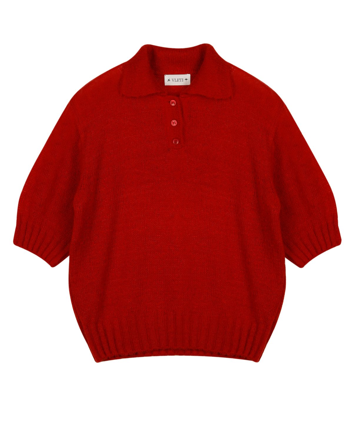 블레티(VLETI) Button Collar Half Knit (Red)