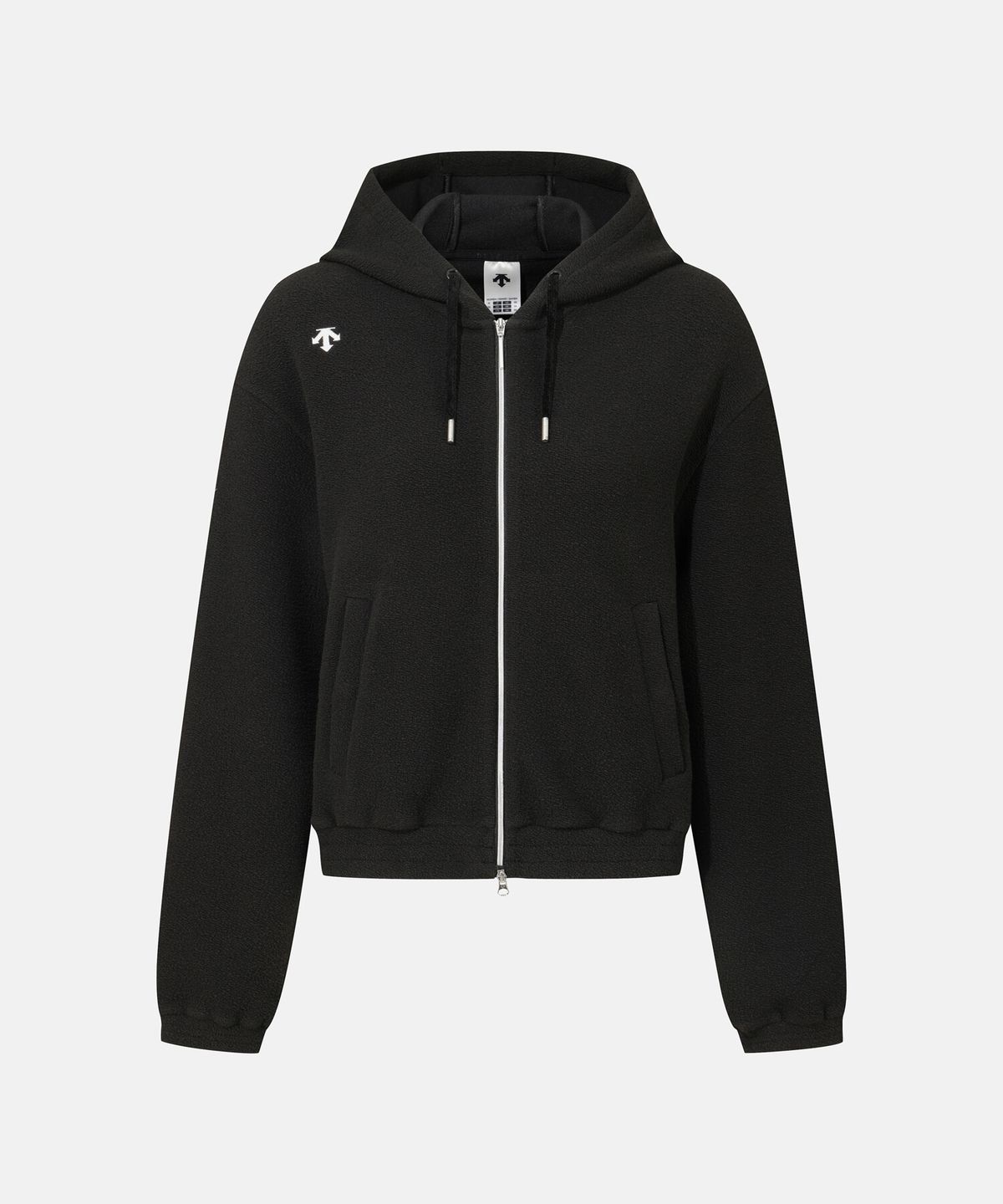데상트(DESCENTE) 여성 스포츠테리 후드형 트레이닝 자켓 블랙 SR322PFT72