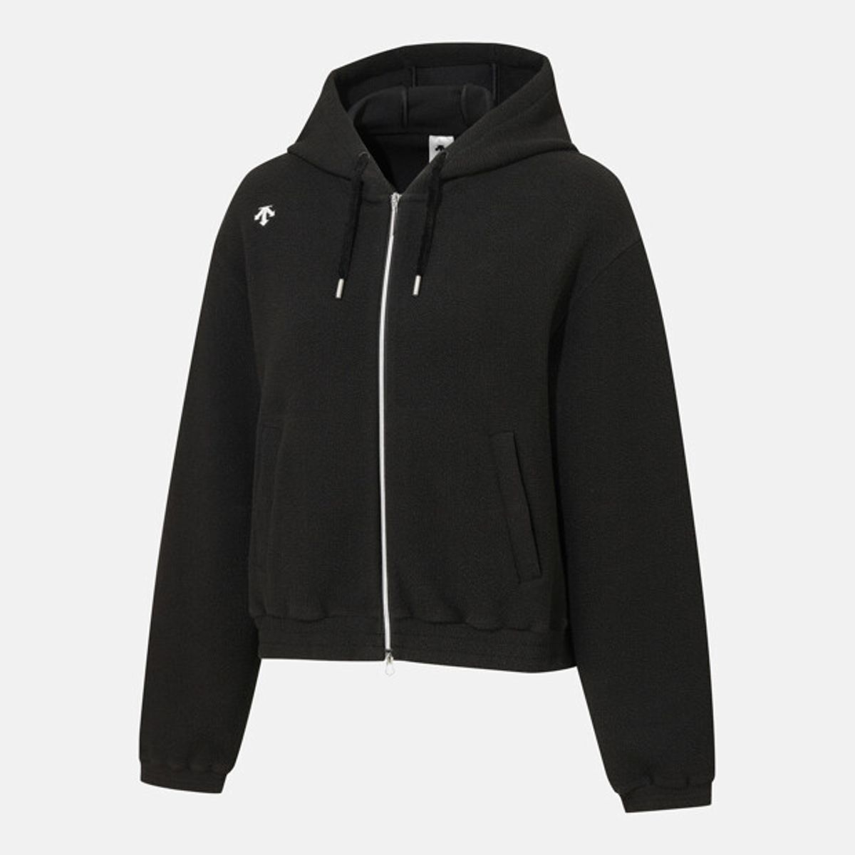데상트(DESCENTE) 여성 스포츠테리 후드형 트레이닝 자켓 블랙 SR322PFT72