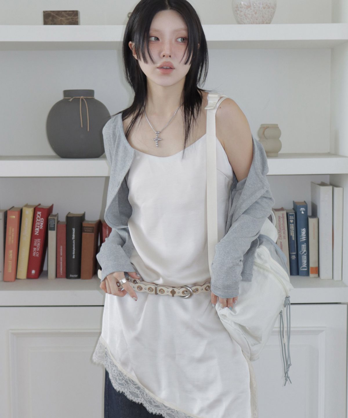 미쏘(MIXXO) 레이스 언발란스 레이어드 원피스_MIWOWG906B