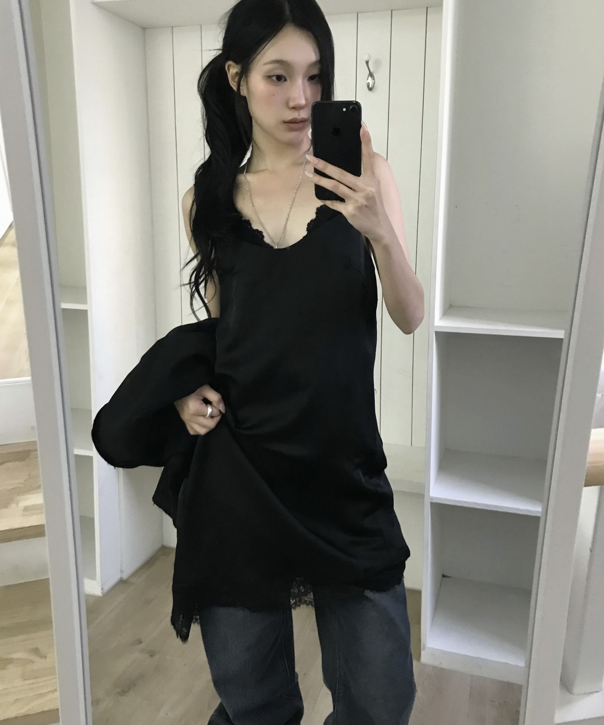 미쏘(MIXXO) 레이스 언발란스 레이어드 원피스_MIWOWG906B
