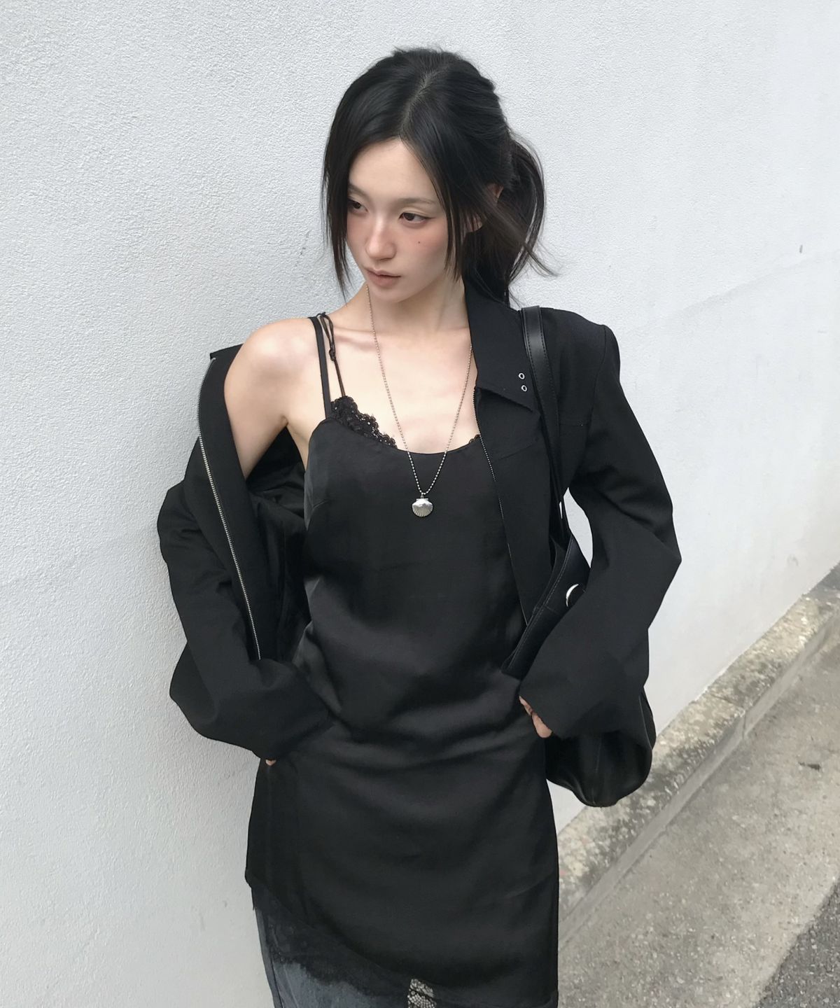 미쏘(MIXXO) 레이스 언발란스 레이어드 원피스_MIWOWG906B