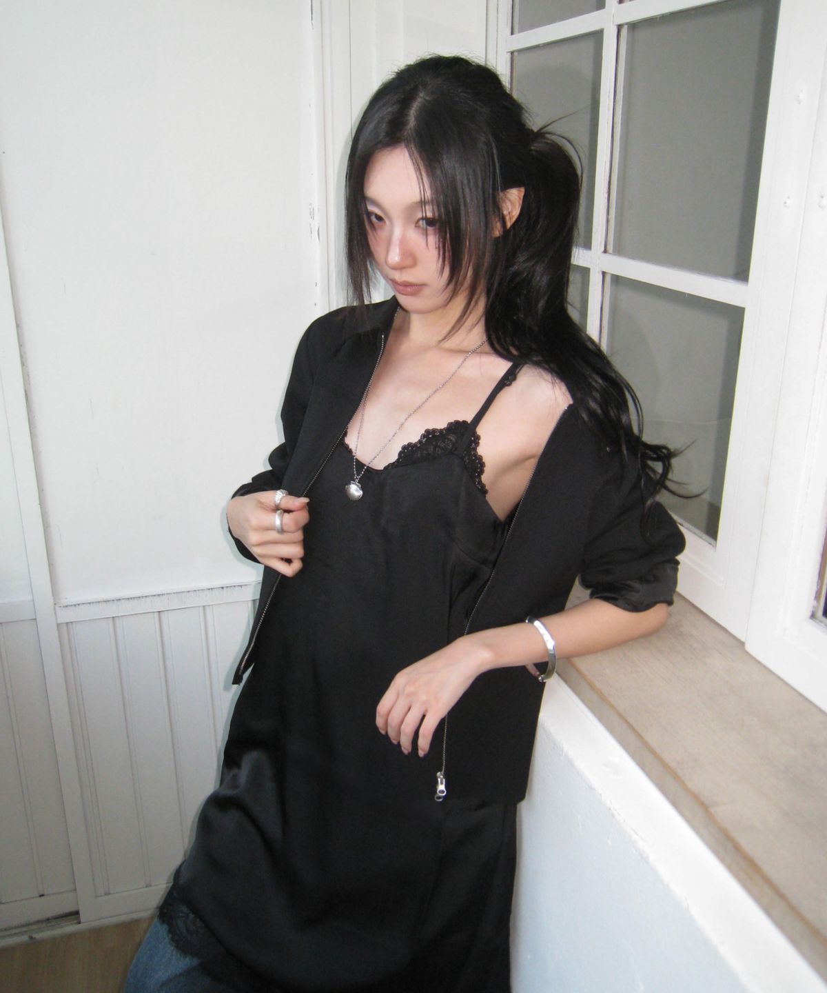 미쏘(MIXXO) 레이스 언발란스 레이어드 원피스_MIWOWG906B