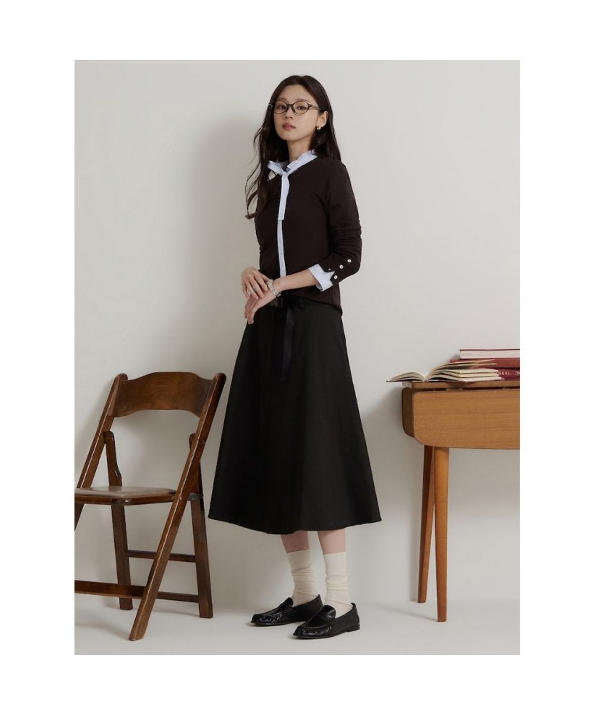 빈폴 레이디스(BEANPOLE LADIES) 버튼업 솔리드 긴소매 티셔츠  브라운 (BF6841C03D)