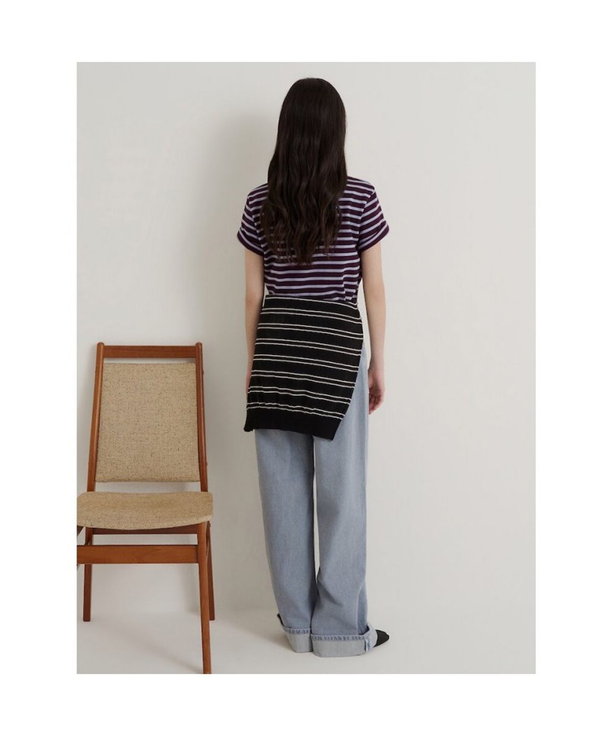 빈폴 레이디스(BEANPOLE LADIES) 와이드 셀비지 디테일 데님 팬츠  스카이 블루 (BF6821C72Q)