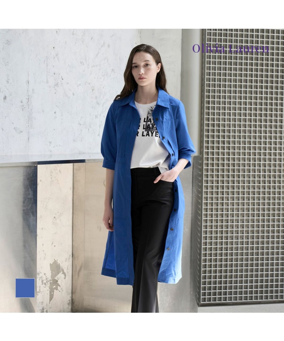 올리비아로렌(OLIVIALAUREN) 셔츠형 롱 원피스_VOCOA5F7101