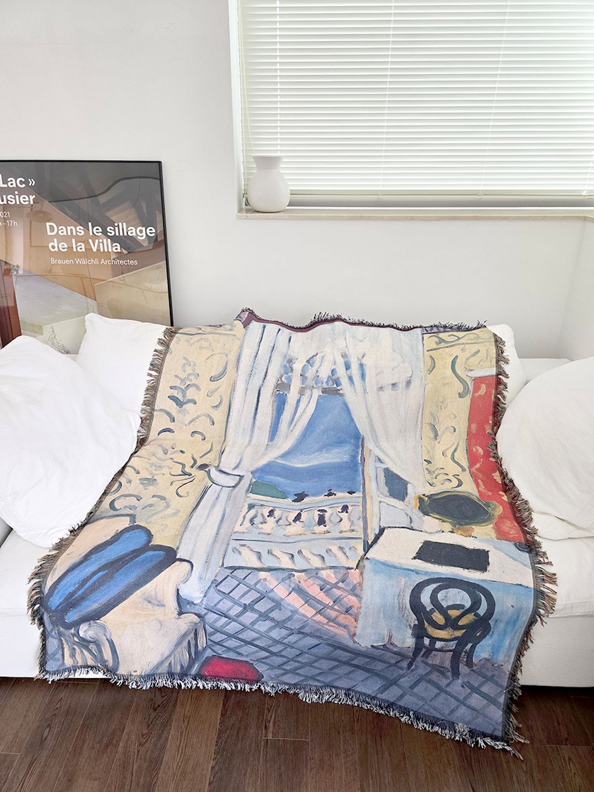 블랑쉬하우스(BLANCHE HOUSE) 블랑쉬 앙리 마티스 바이올린 케이스가 있는 실내 아트 캔버스 블랭킷