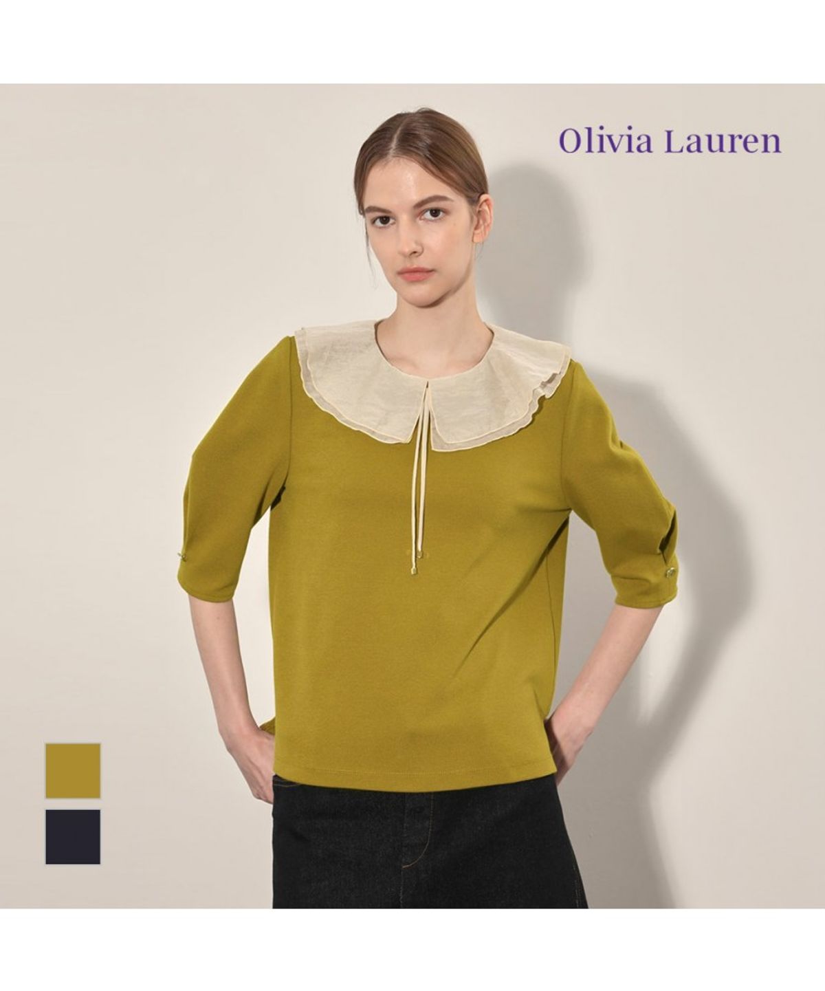 올리비아로렌(OLIVIALAUREN) 러플 칼라 탑_VOCAL4F7351