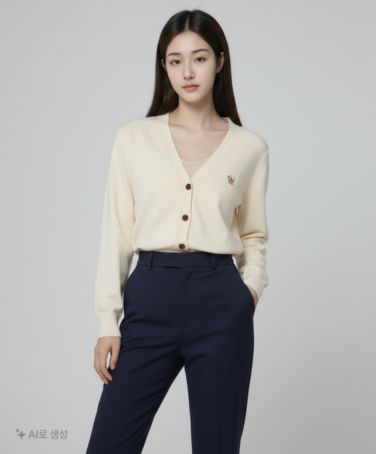 제너럴 아이디어(GENERAL IDEA) WOMAN GNRL 에센셜 베이직 가디건 [IVORY] / WBC1L04504 S