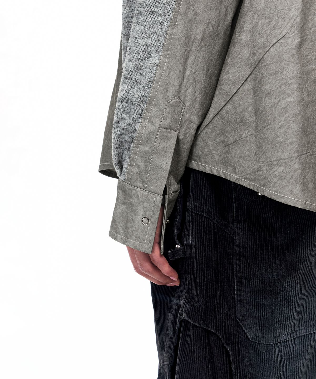 알에스에스씨(RSSC) KNIT MIX CURVED SHIRT - KHAKI