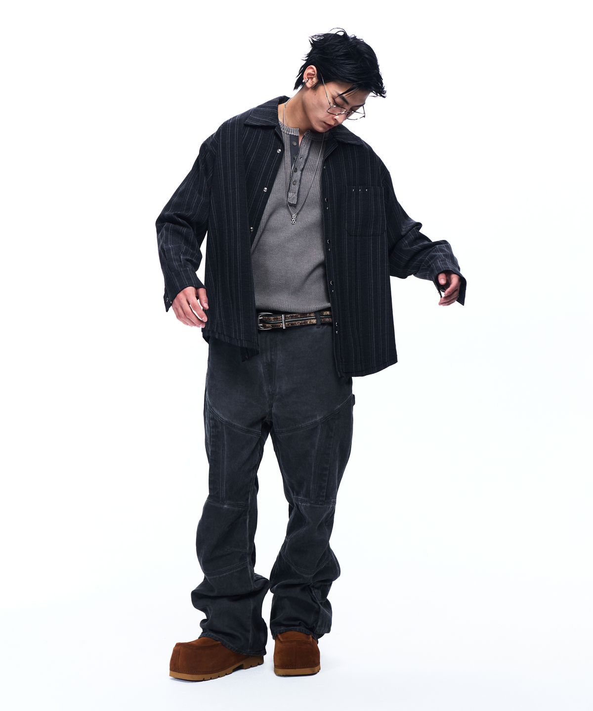 알에스에스씨(RSSC) WESTERN SNAP STRIPE SHIRT - BLACK