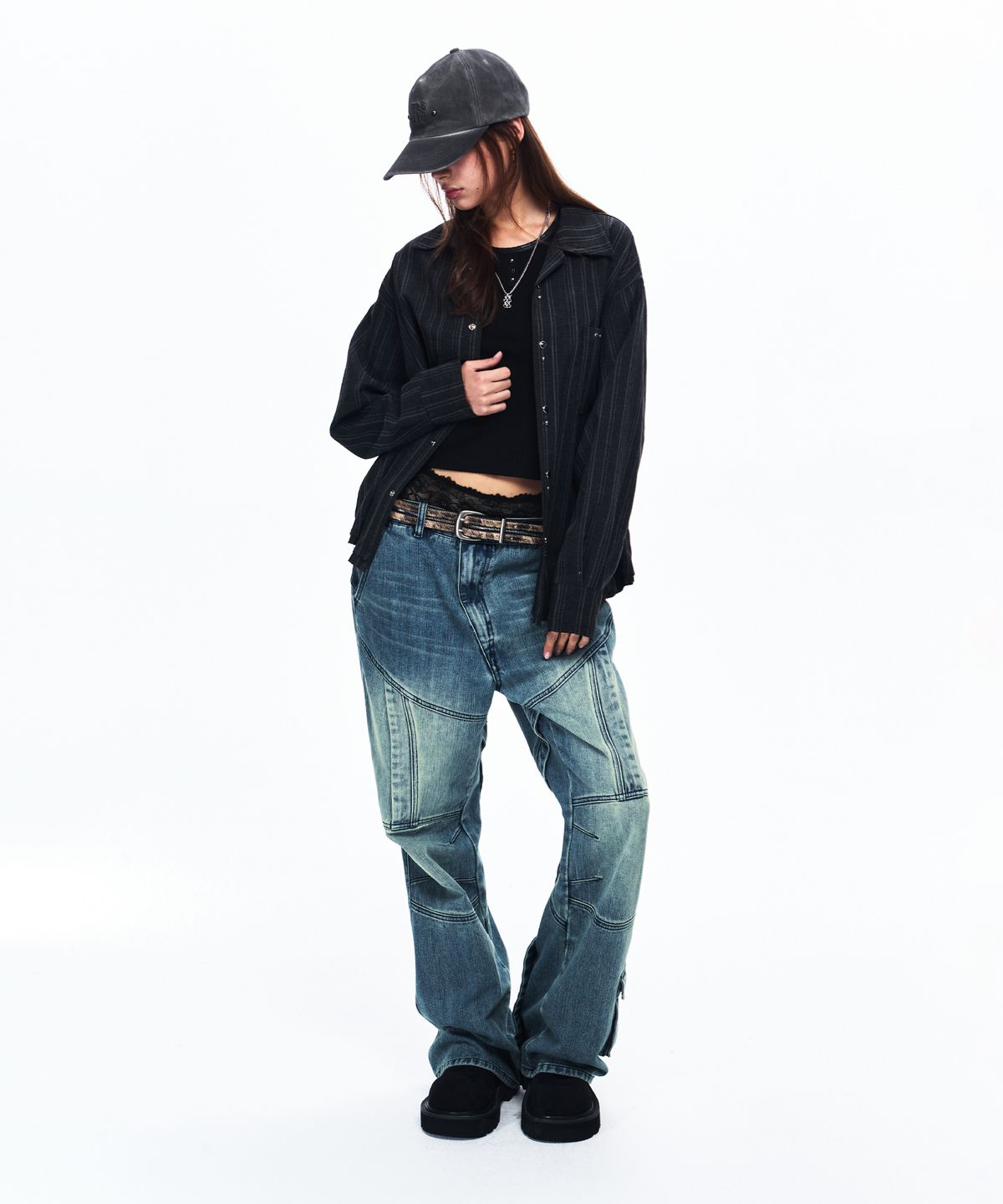 알에스에스씨(RSSC) WESTERN SNAP STRIPE SHIRT - BLACK