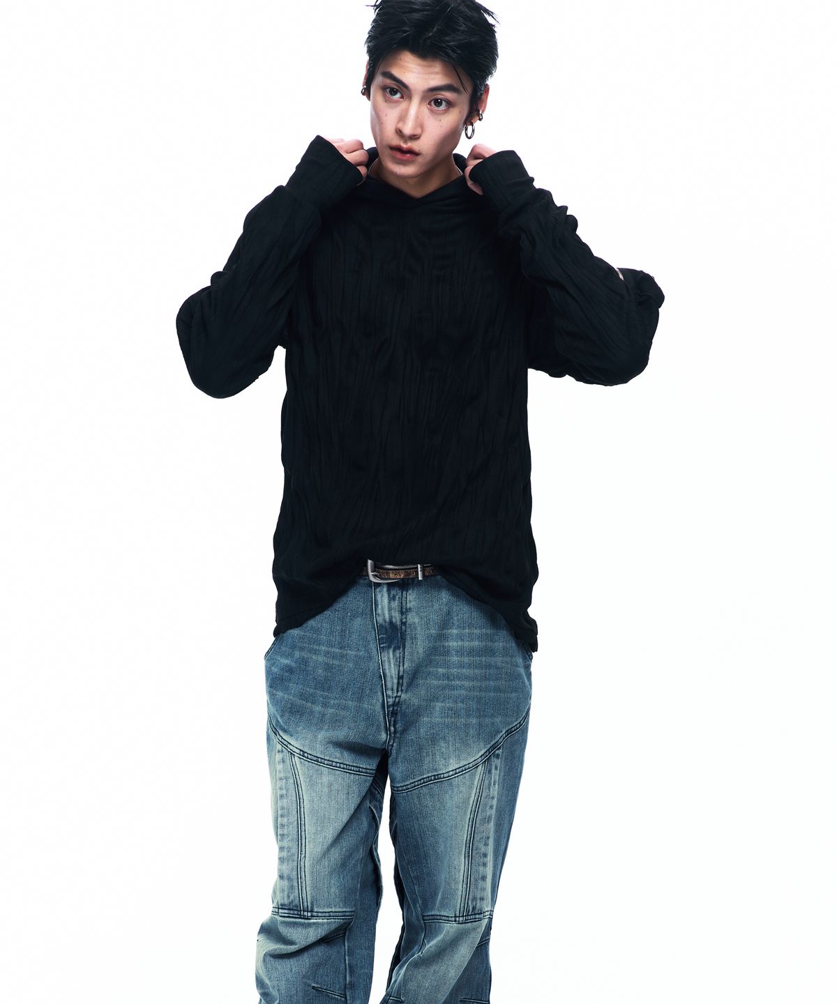 알에스에스씨(RSSC) CRINKLE HOODIE LONG SLEEVE - BLACK