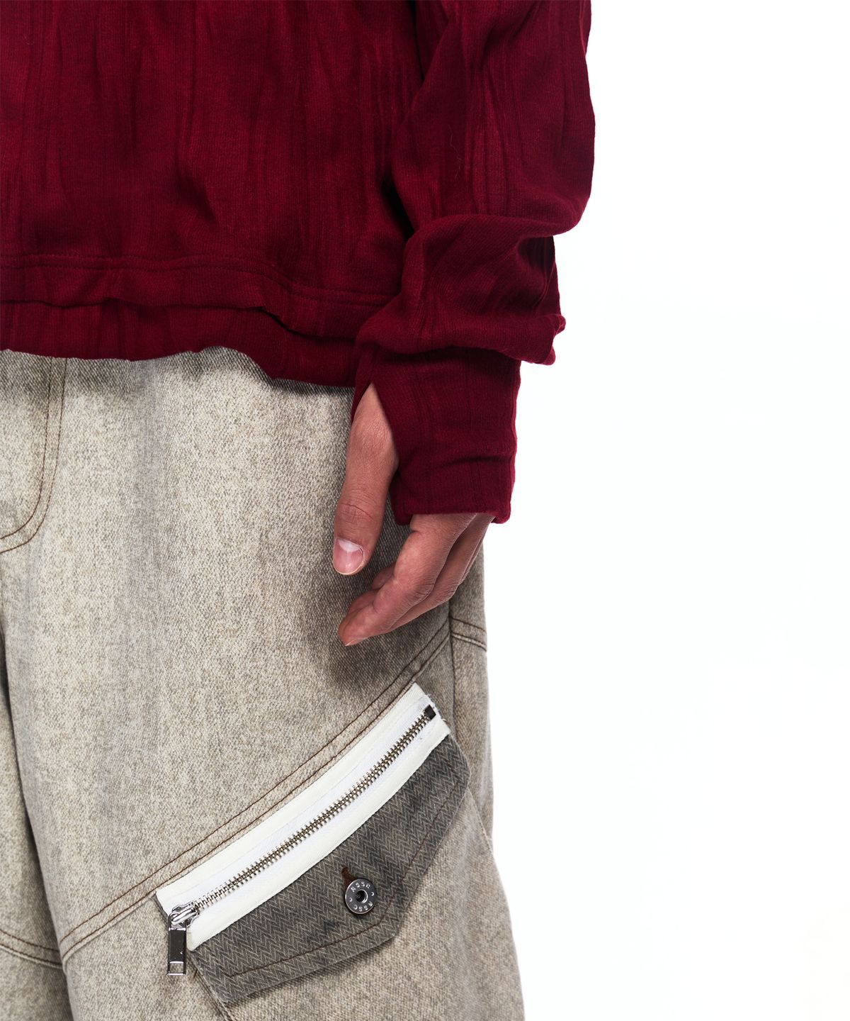 알에스에스씨(RSSC) CRINKLE HOODIE LONG SLEEVE - WINE