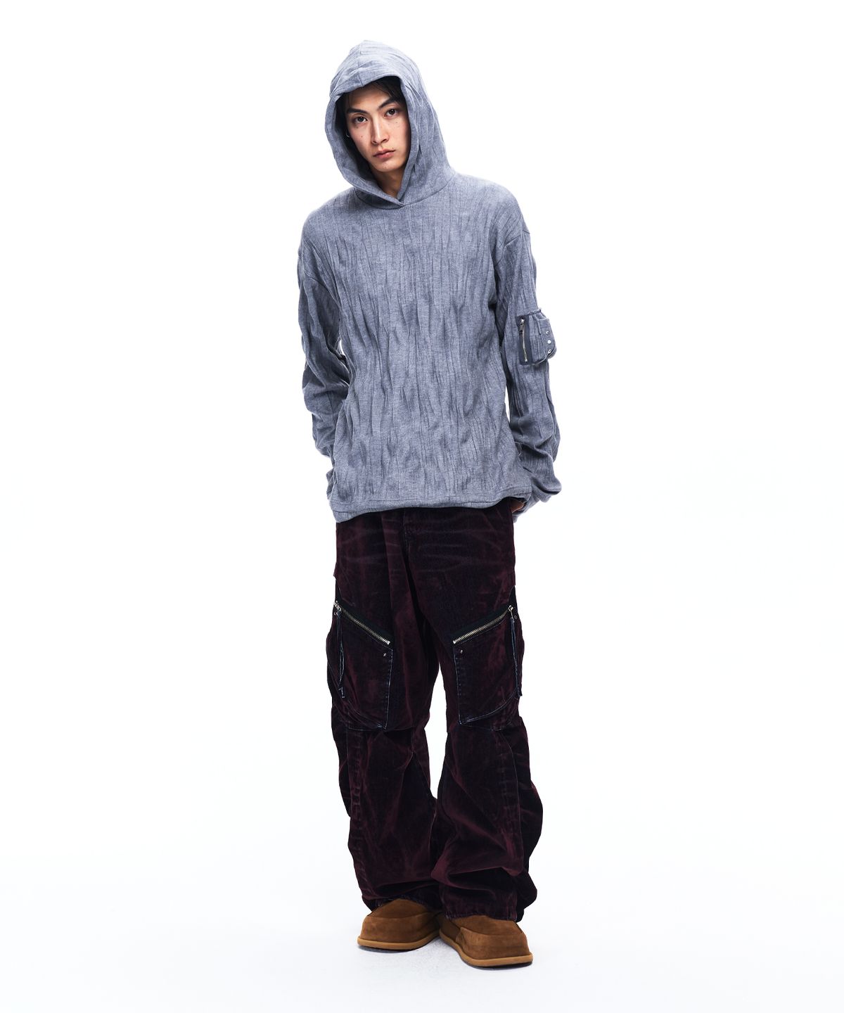 알에스에스씨(RSSC) CRINKLE HOODIE LONG SLEEVE - GRAY