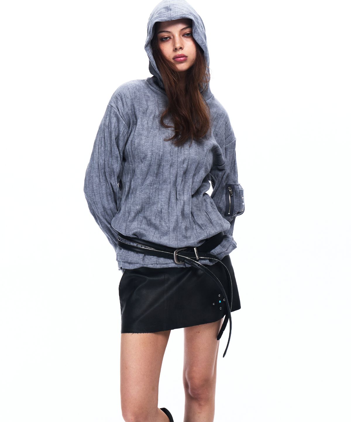 알에스에스씨(RSSC) CRINKLE HOODIE LONG SLEEVE - GRAY