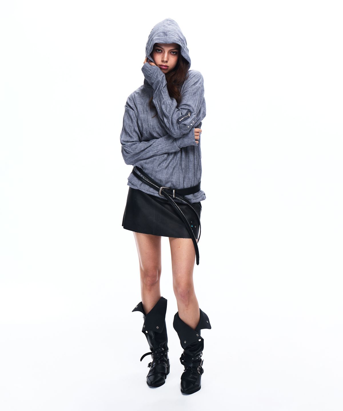 알에스에스씨(RSSC) CRINKLE HOODIE LONG SLEEVE - GRAY