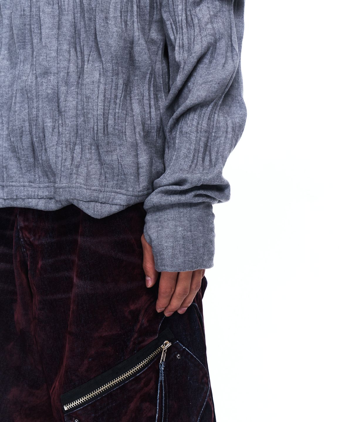 알에스에스씨(RSSC) CRINKLE HOODIE LONG SLEEVE - GRAY