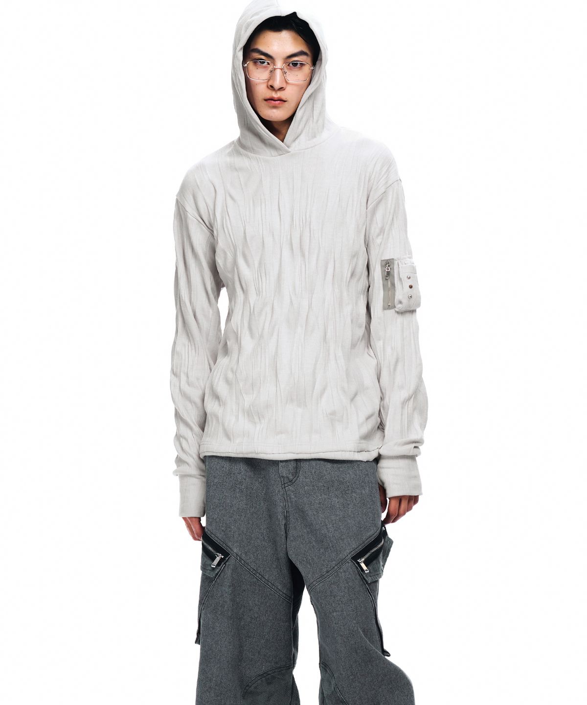 알에스에스씨(RSSC) CRINKLE HOODIE LONG SLEEVE - BEIGE