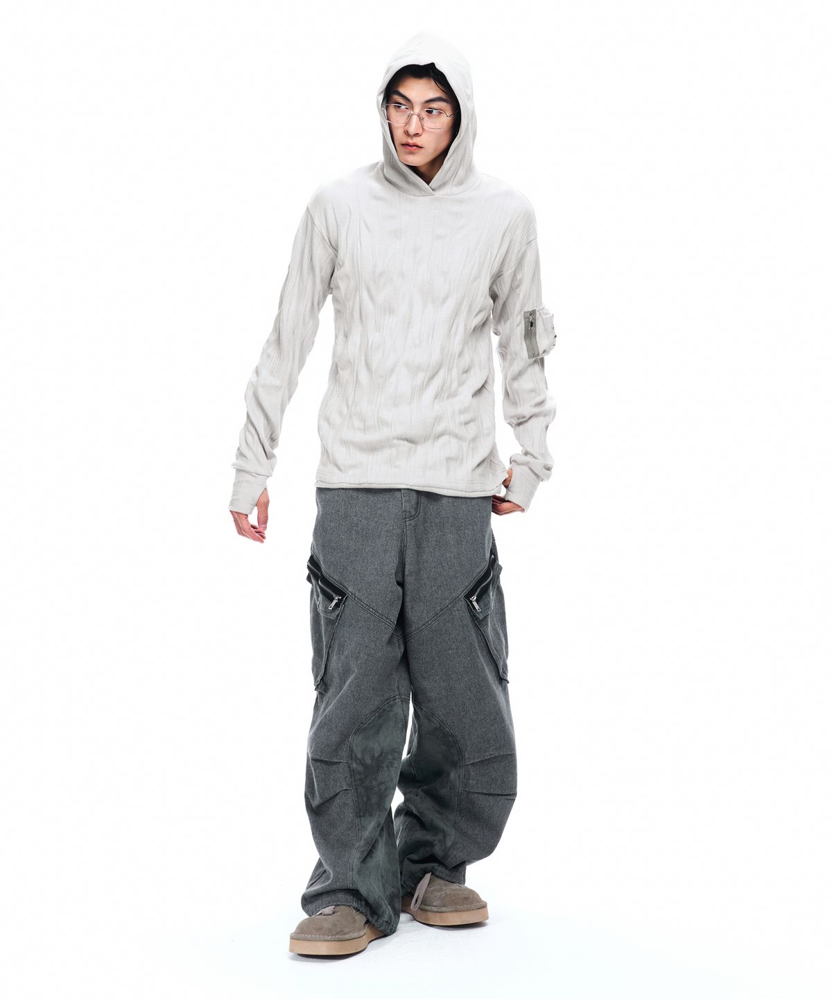 알에스에스씨(RSSC) CRINKLE HOODIE LONG SLEEVE - BEIGE