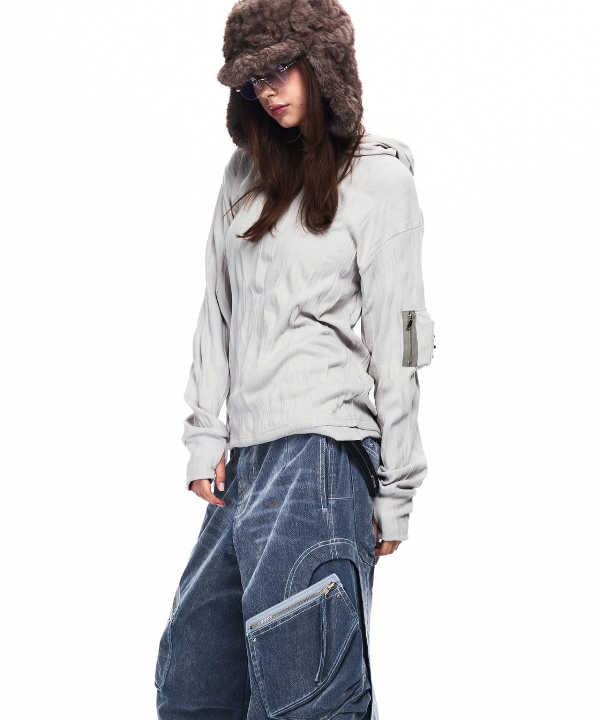알에스에스씨(RSSC) CRINKLE HOODIE LONG SLEEVE - BEIGE
