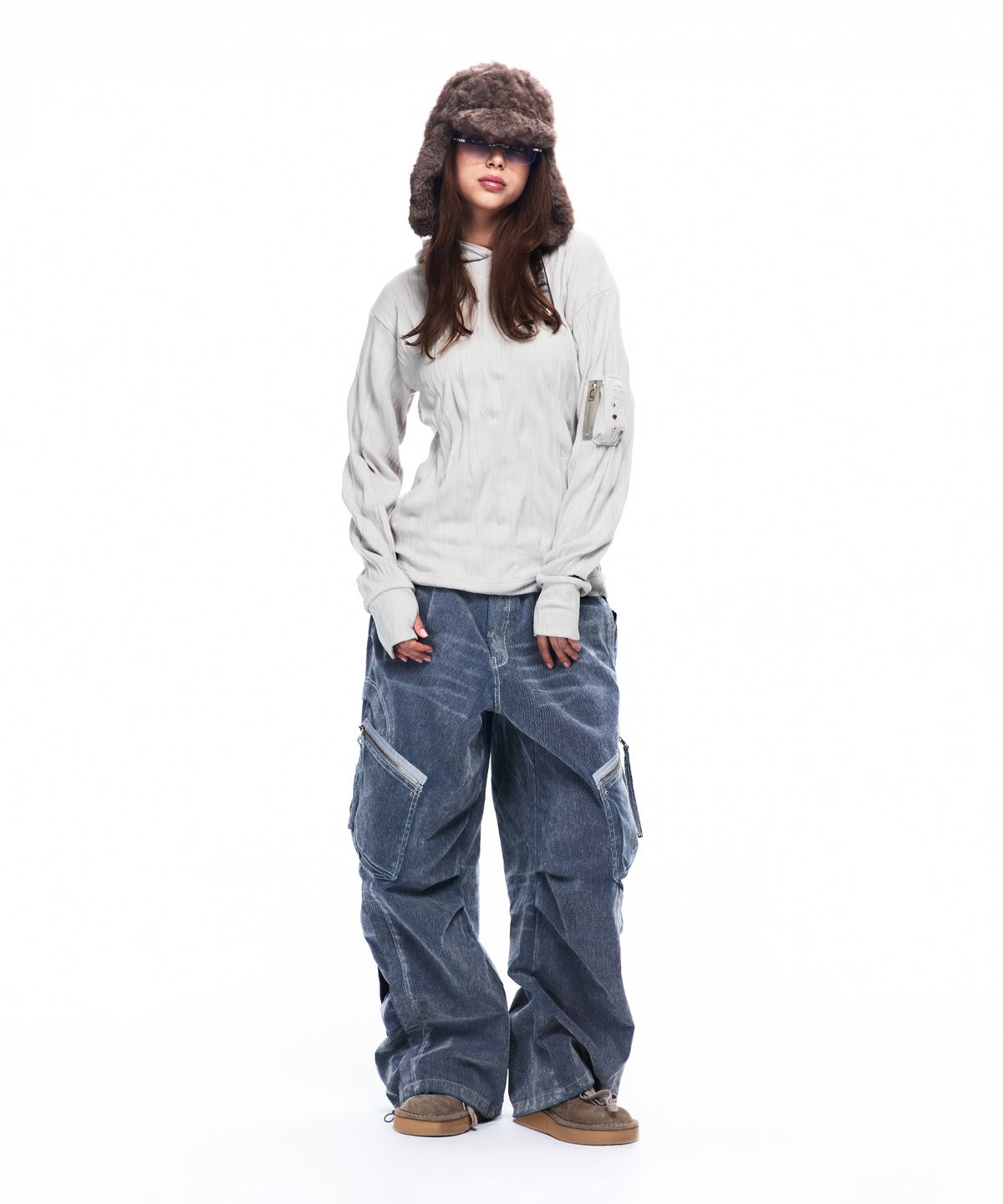 알에스에스씨(RSSC) CRINKLE HOODIE LONG SLEEVE - BEIGE