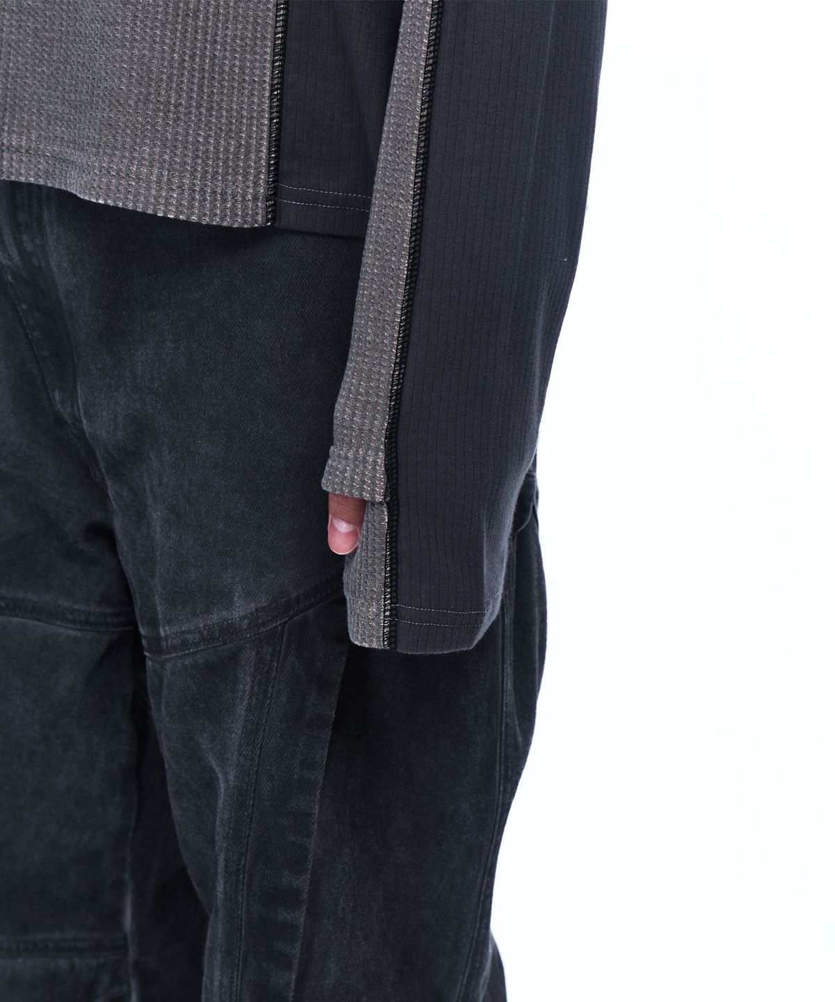 알에스에스씨(RSSC) CUTLINE WAFFLE HENLEY LONG SLEEVE - ASH GRAY