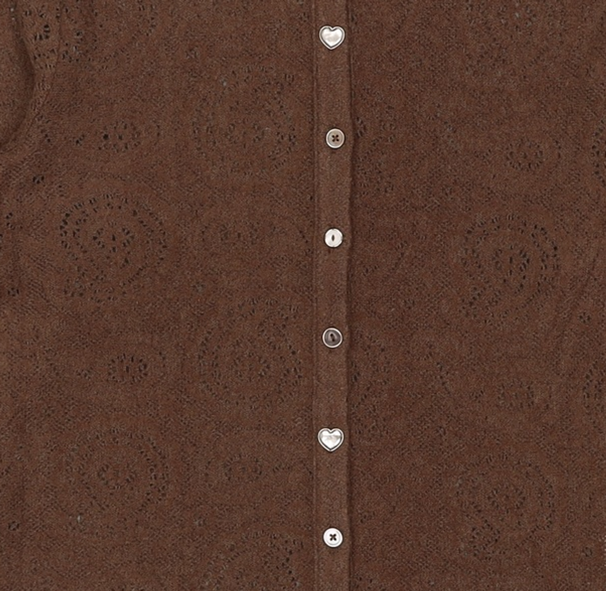 포에브(POEV) Flower Mix Button Cardigan - Brown FREE