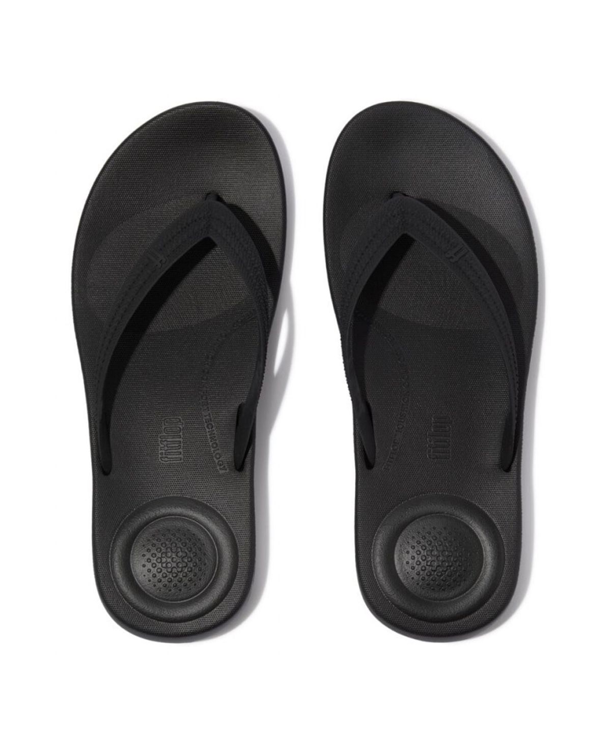 핏플랍(FITFLOP) 남성 아이쿠션 텍스처드 스트랩 플립플랍  올 블랙 (FT63K1Q015)