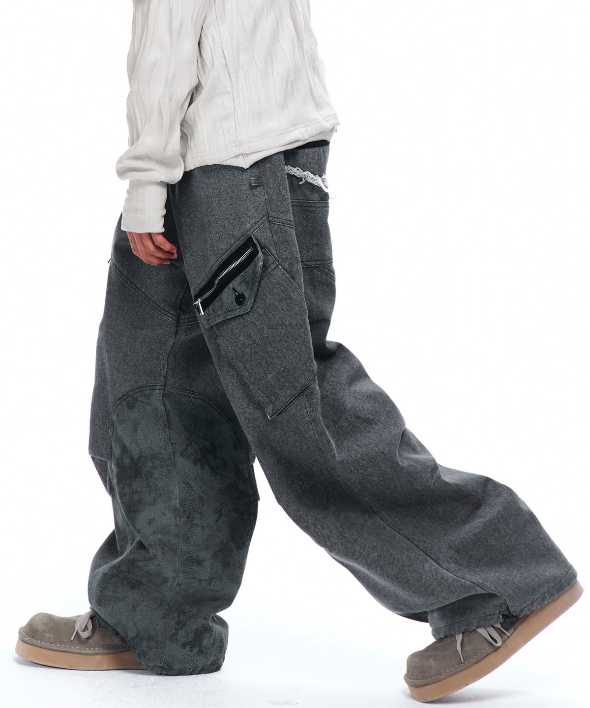 알에스에스씨(RSSC) HERRINGBONE MIX CARGO PANTS - CHARCOAL