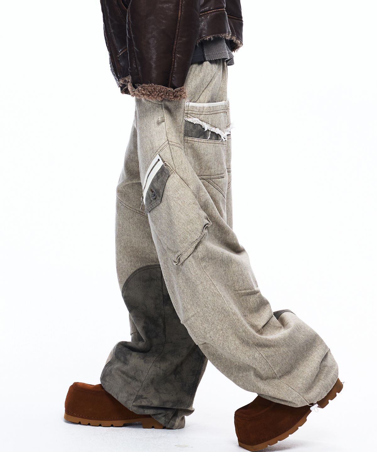 알에스에스씨(RSSC) HERRINGBONE MIX CARGO PANTS - BEIGE