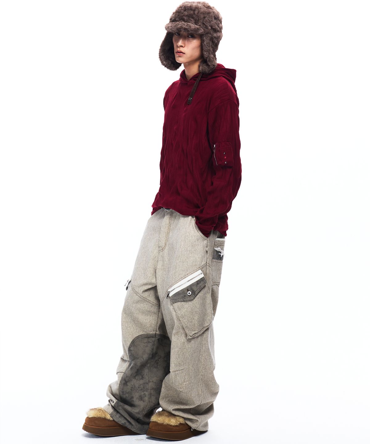 알에스에스씨(RSSC) HERRINGBONE MIX CARGO PANTS - BEIGE