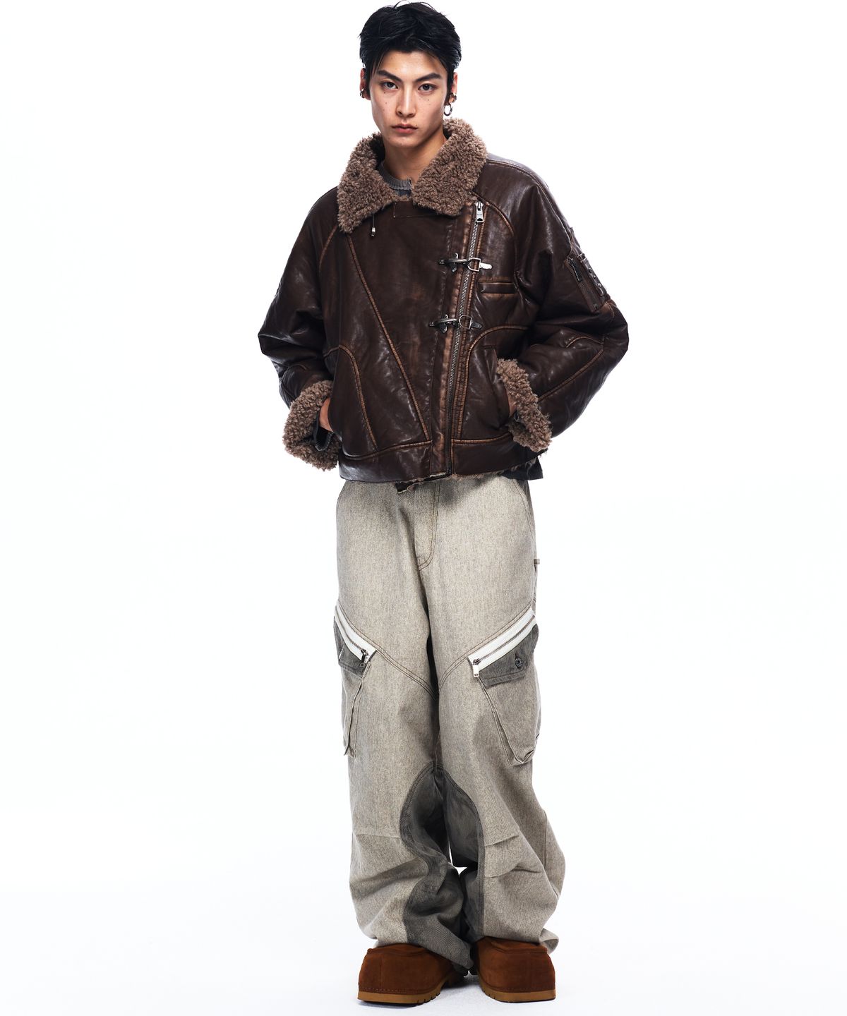 알에스에스씨(RSSC) HERRINGBONE MIX CARGO PANTS - BEIGE