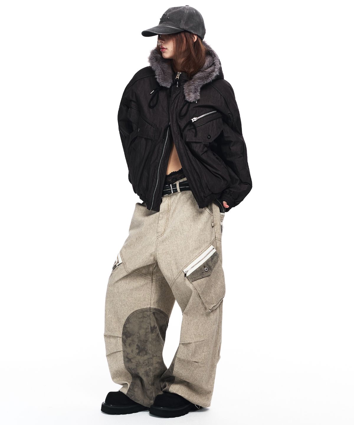 알에스에스씨(RSSC) HERRINGBONE MIX CARGO PANTS - BEIGE