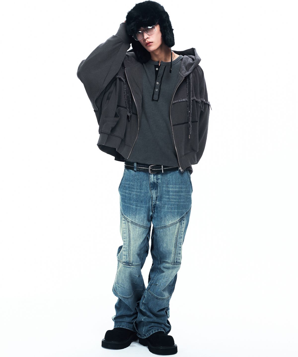 알에스에스씨(RSSC) CUTLINE WASHED FLARE PANTS - DENIM