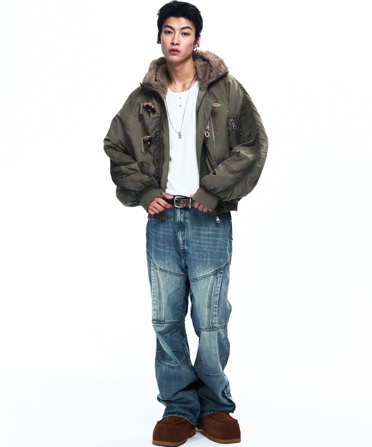 알에스에스씨(RSSC) CUTLINE WASHED FLARE PANTS - DENIM