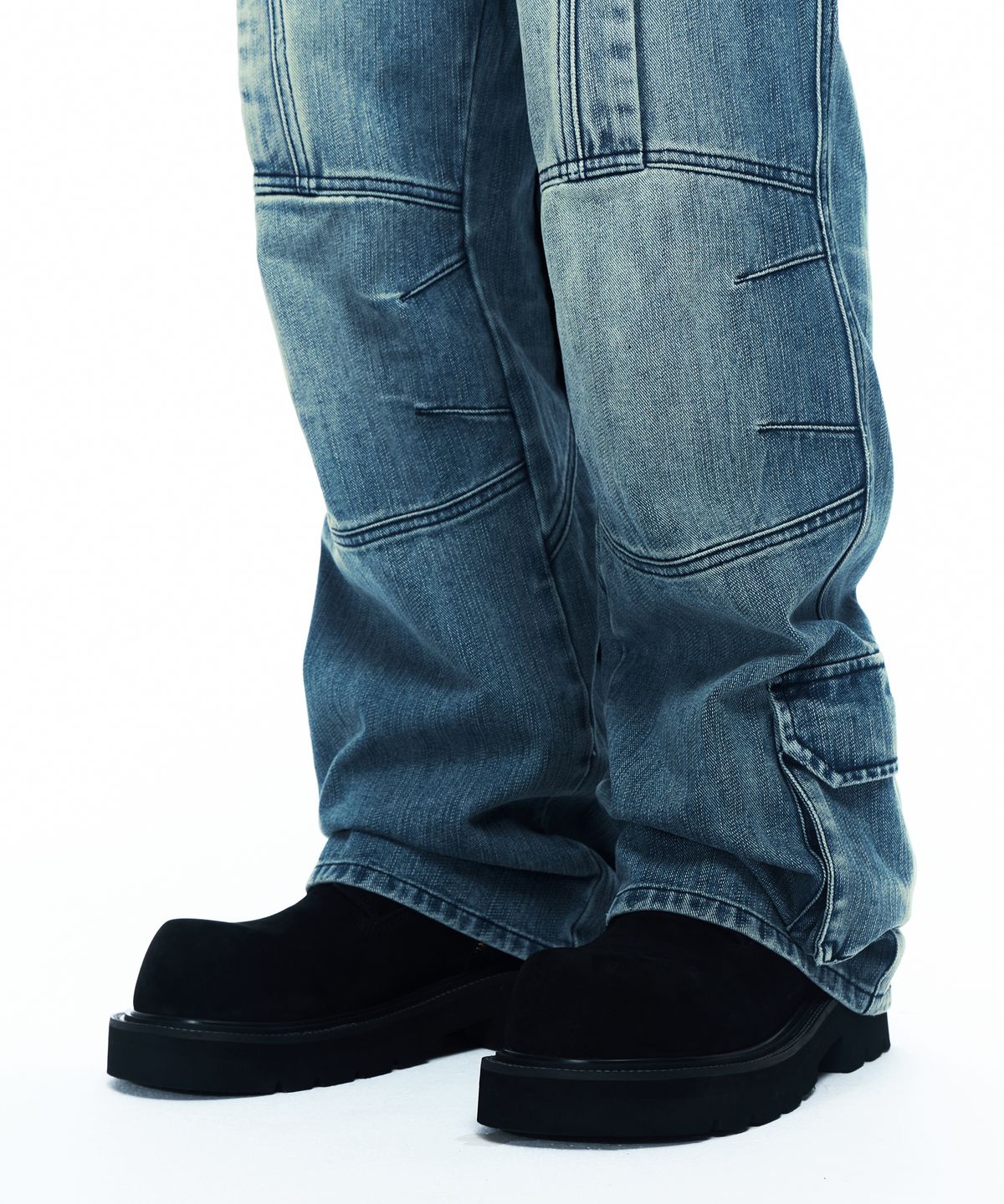 알에스에스씨(RSSC) CUTLINE WASHED FLARE PANTS - DENIM