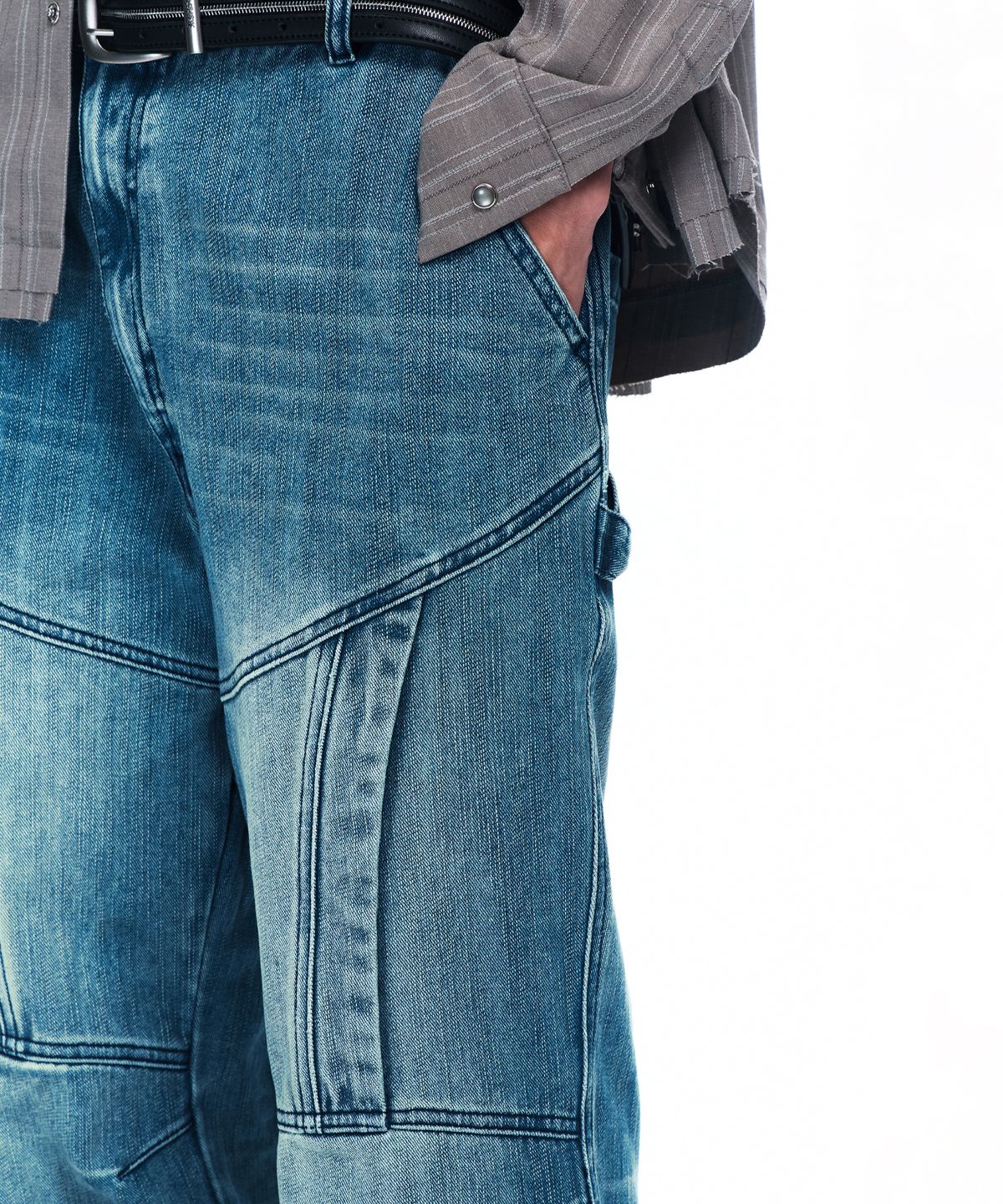 알에스에스씨(RSSC) CUTLINE WASHED FLARE PANTS - DENIM