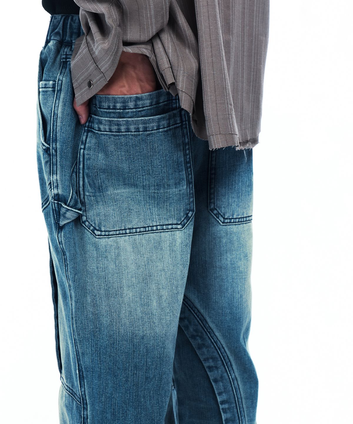알에스에스씨(RSSC) CUTLINE WASHED FLARE PANTS - DENIM