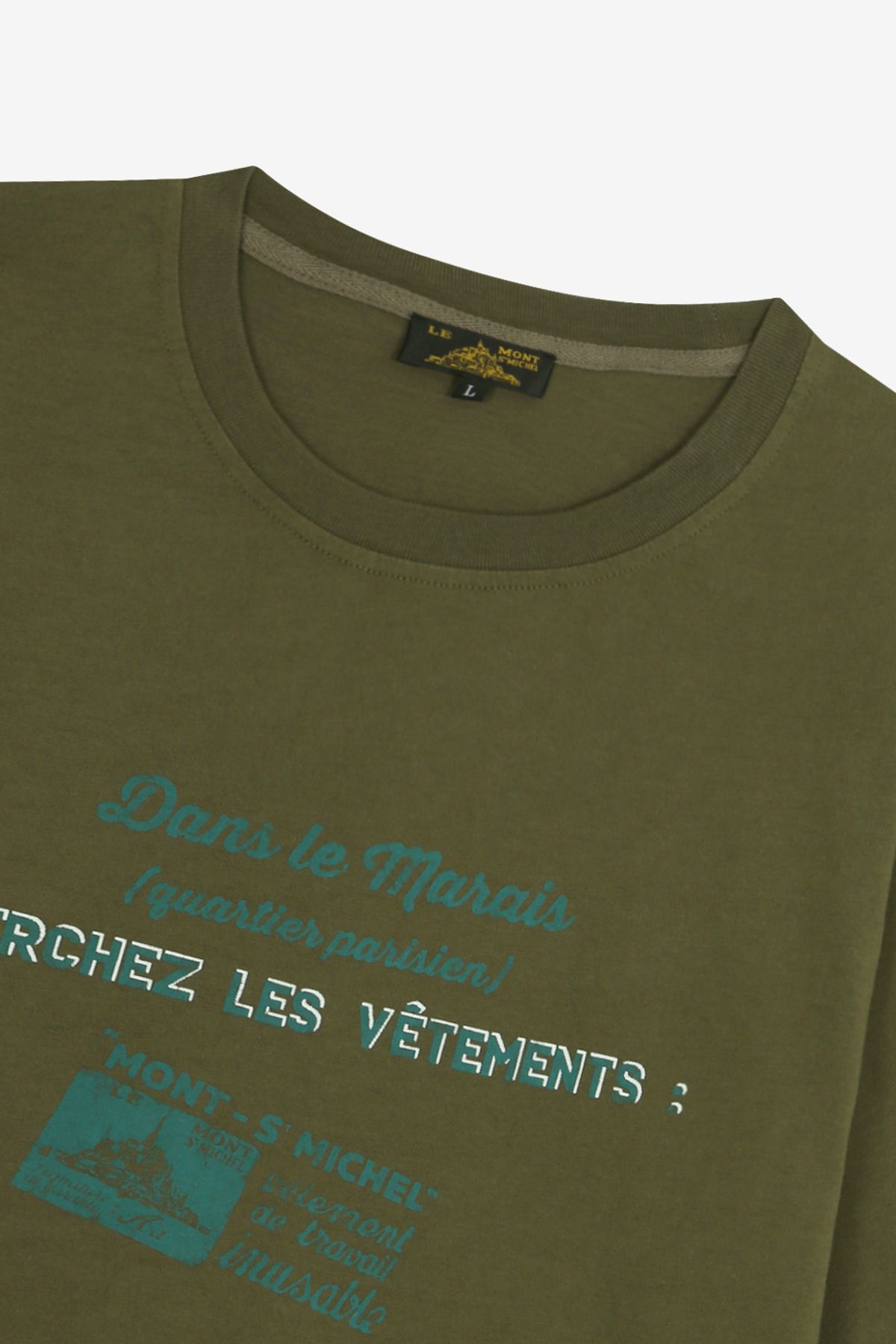 르몽생미셸(LE MONT ST MICHEL) Port Print T-Shirt_Khaki