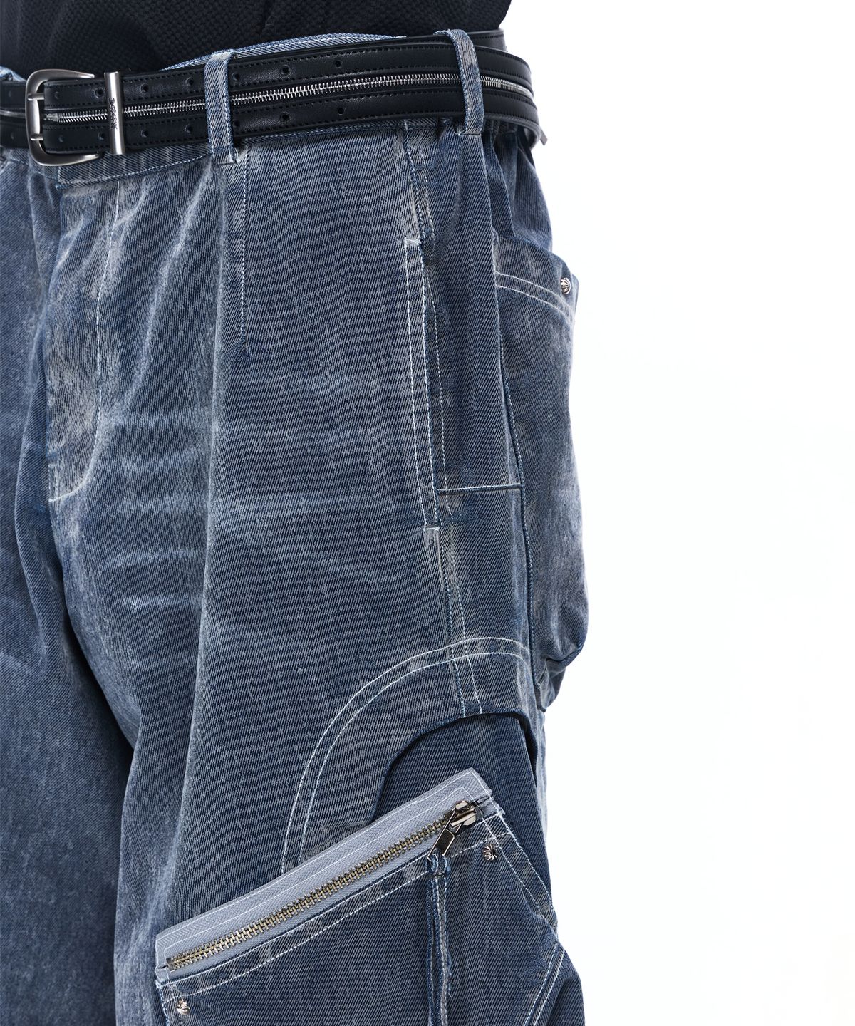 알에스에스씨(RSSC) ZIPPER CARGO VELVET DENIM PANTS - FADED GRAY