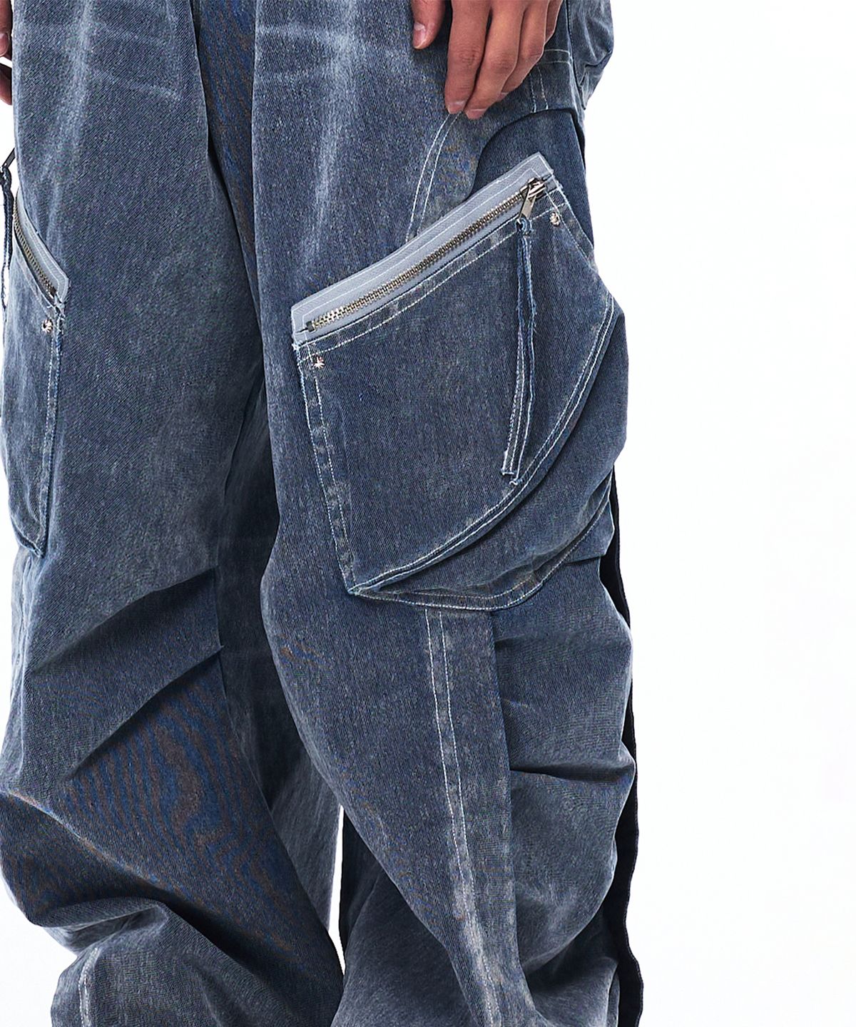 알에스에스씨(RSSC) ZIPPER CARGO VELVET DENIM PANTS - FADED GRAY