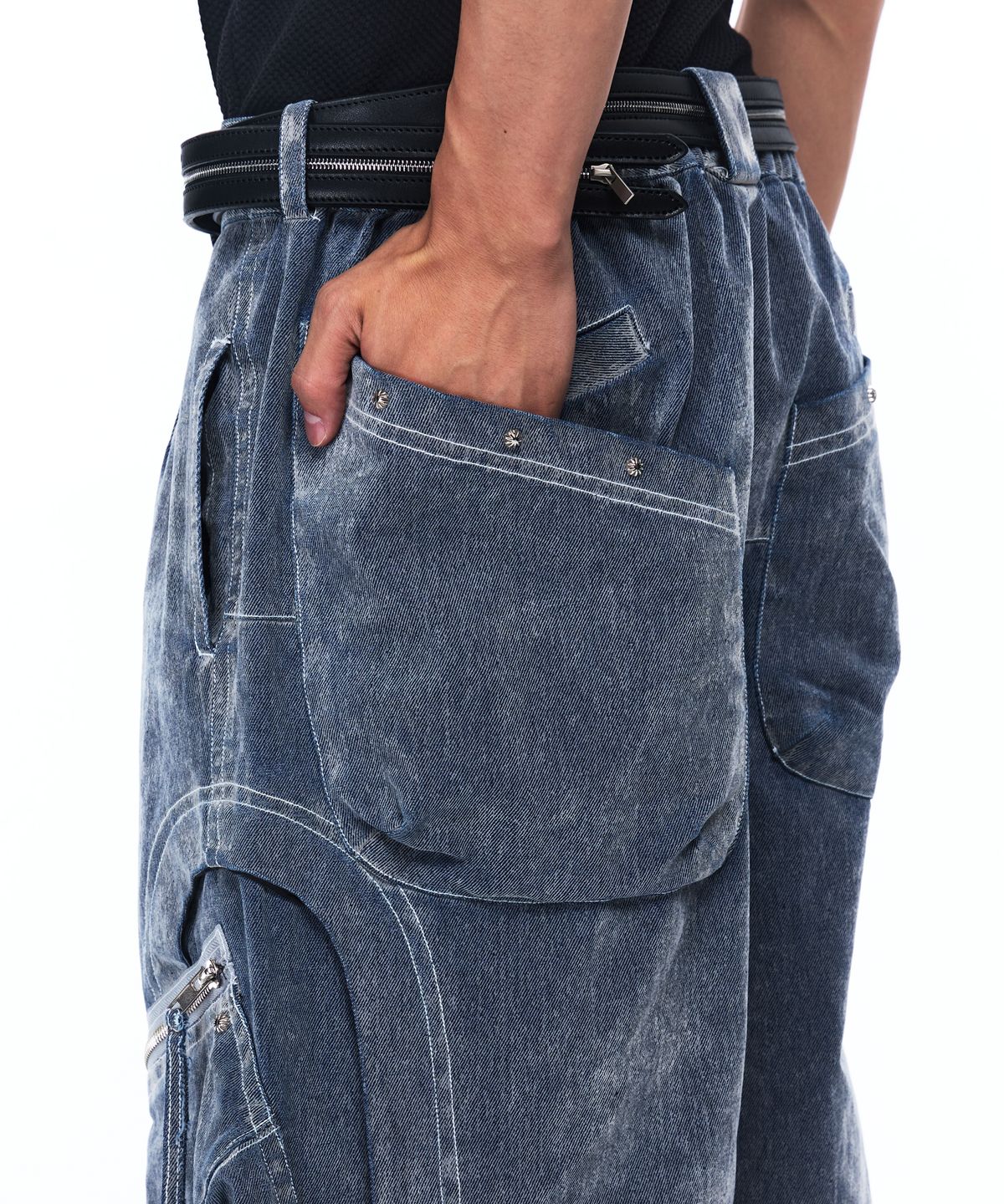 알에스에스씨(RSSC) ZIPPER CARGO VELVET DENIM PANTS - FADED GRAY