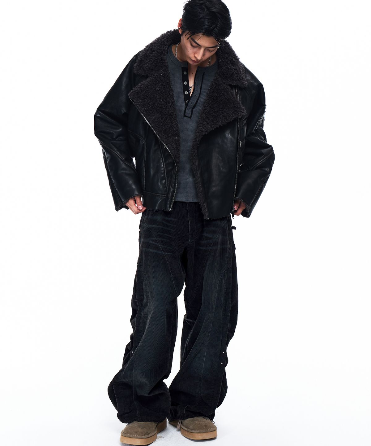 알에스에스씨(RSSC) INCISION WASHED CORDUROY PANTS - BLACK