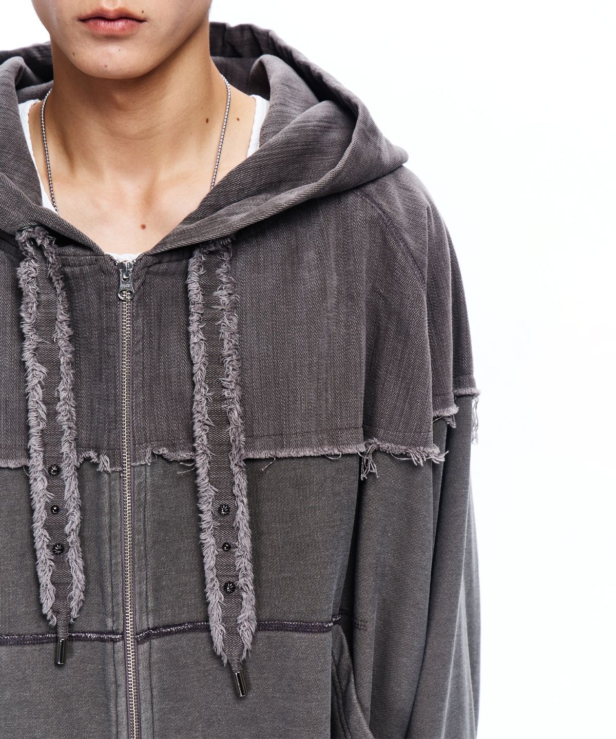 알에스에스씨(RSSC) MIX CROP HOOD ZIPUP - ASH GRAY